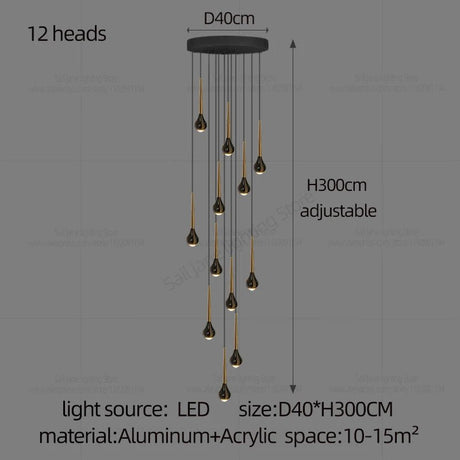 Modern Minimalist Staircase LED Chandelier - Hans Lumiere