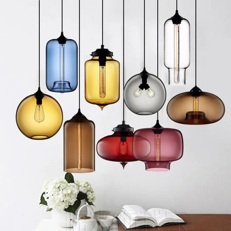 Modern Multicolored Glass Pendant Lights - Hans Lumiere