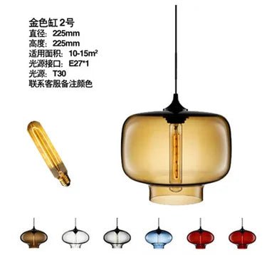 Modern Multicolored Glass Pendant Lights - Hans Lumiere