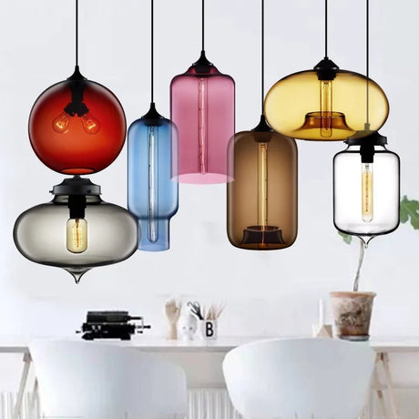 Modern Multicolored Glass Pendant Lights - Hans Lumiere