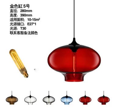 Modern Multicolored Glass Pendant Lights - Hans Lumiere