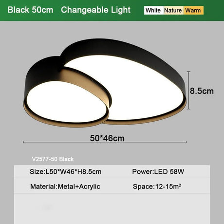 Modern Nordic Dimmable Black White LED Ceiling Lamp - Hans Lumiere
