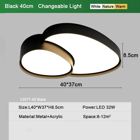 Modern Nordic Dimmable Black White LED Ceiling Lamp - Hans Lumiere