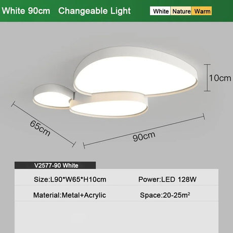 Modern Nordic Dimmable Black White LED Ceiling Lamp - Hans Lumiere