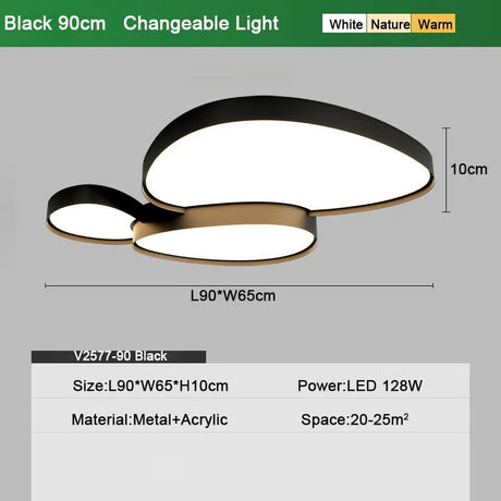 Modern Nordic Dimmable Black White LED Ceiling Lamp - Hans Lumiere