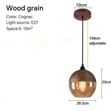 Modern Nordic LED Glass Wood Chandelier - Hans Lumiere