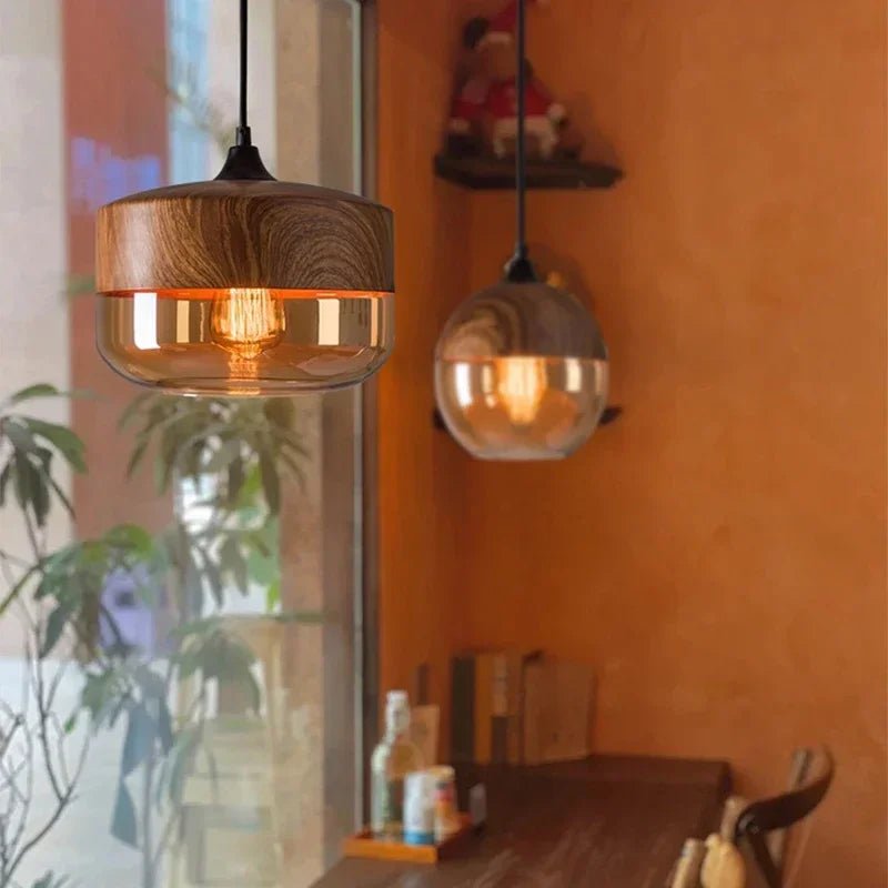 Modern Nordic LED Glass Wood Chandelier - Hans Lumiere