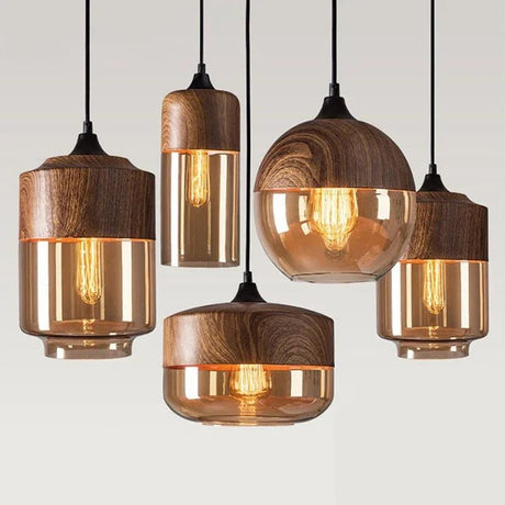 Modern Nordic LED Glass Wood Chandelier - Hans Lumiere