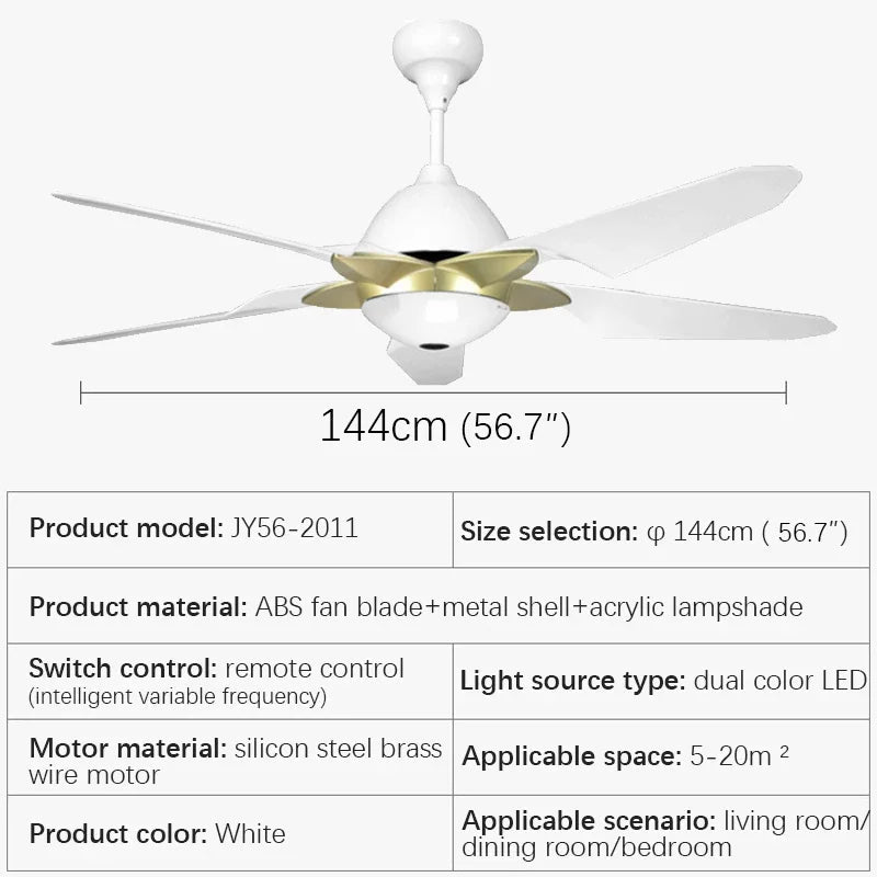 Modern Nordic Minimalist LED Ceiling Fan With Remote Control - Hans Lumiere