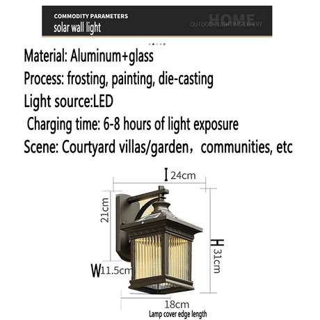 Modern Outdoor LED Solar Wall Light Fixture - Hans Lumiere
