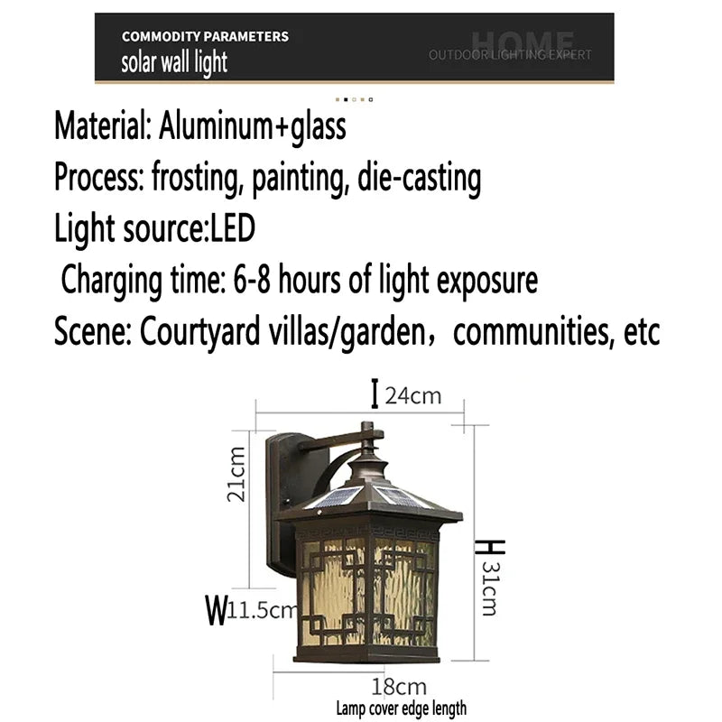 Modern Outdoor LED Solar Wall Light Fixture - Hans Lumiere