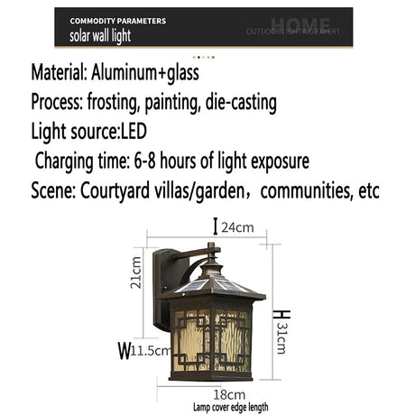 Modern Outdoor Solar Wall Light Fixture - Hans Lumiere