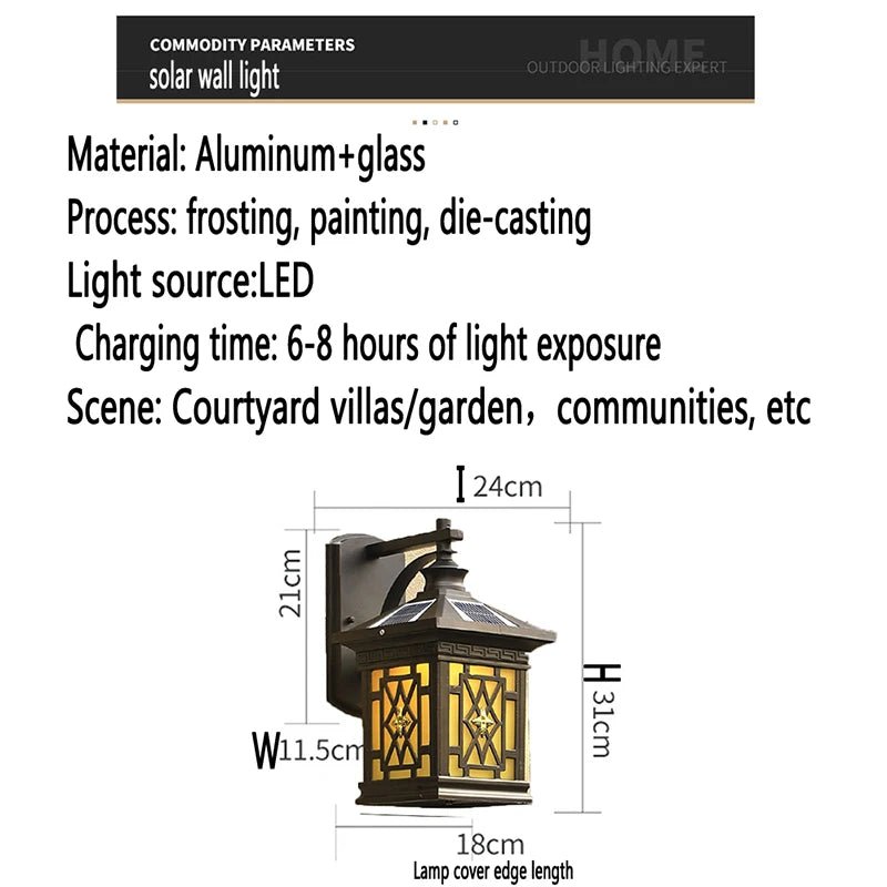 Modern Outdoor Solar Wall Light Fixture - Hans Lumiere