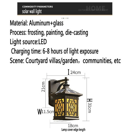 Modern Outdoor Solar Wall Light Fixture - Hans Lumiere