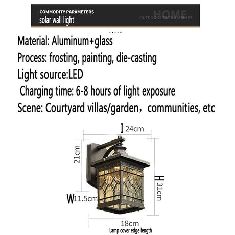 Modern Outdoor Solar Wall Light Fixture - Hans Lumiere