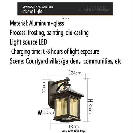 Modern Outdoor Solar Wall Light Fixture - Hans Lumiere