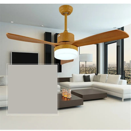 Modern Simple LED Wood Ceiling Fan With Remote Control - Hans Lumiere