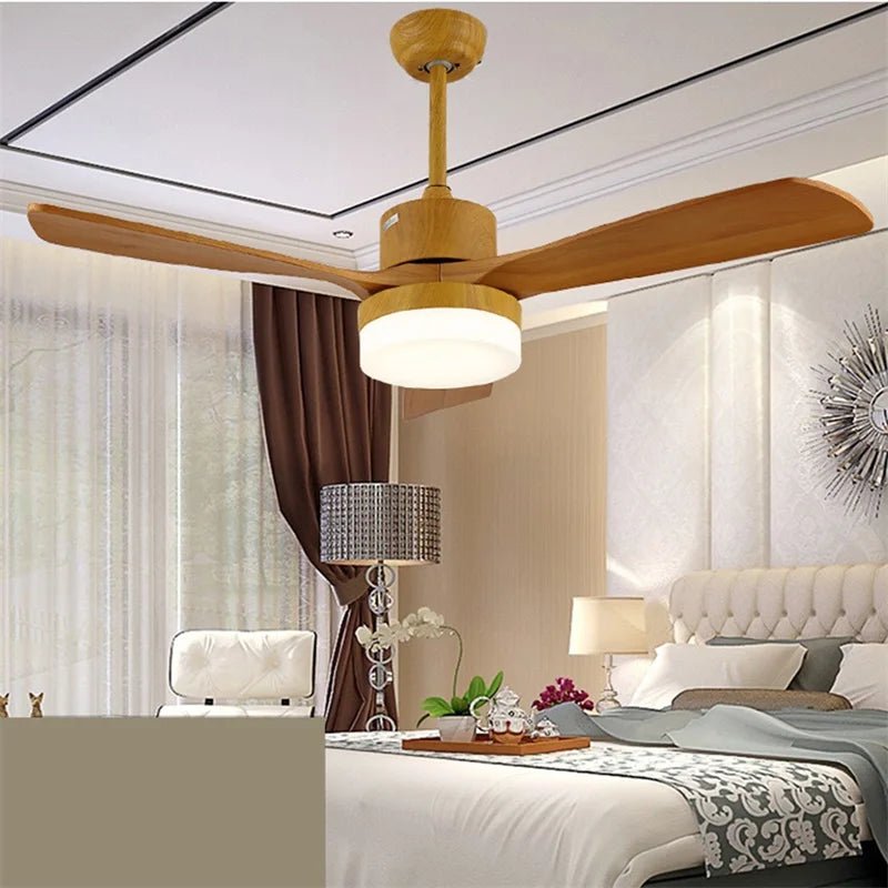 Modern Simple LED Wood Ceiling Fan With Remote Control - Hans Lumiere