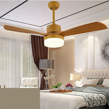 Modern Simple LED Wood Ceiling Fan With Remote Control - Hans Lumiere