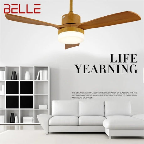 Modern Simple LED Wood Ceiling Fan With Remote Control - Hans Lumiere