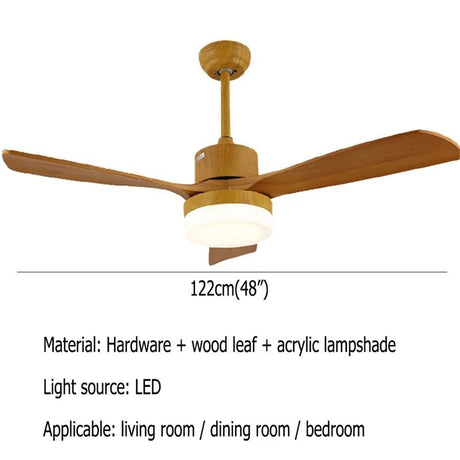 Modern Simple LED Wood Ceiling Fan With Remote Control - Hans Lumiere