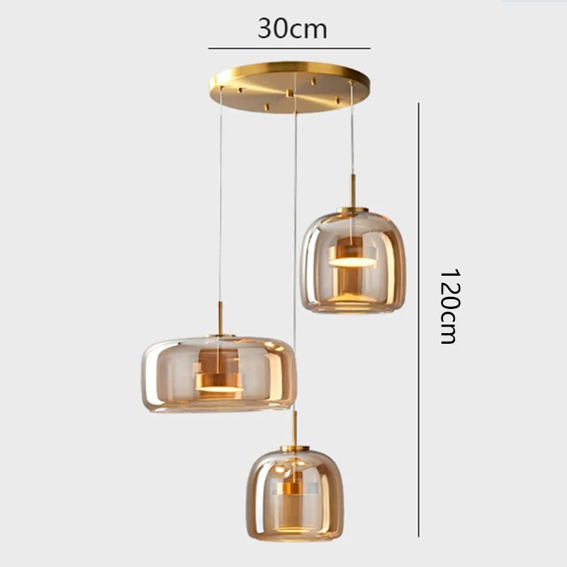 Modern Smoky Grey Glass Chandelier Pendant Light - Hans Lumiere