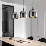 Modern Smoky Grey Glass Chandelier Pendant Light - Hans Lumiere