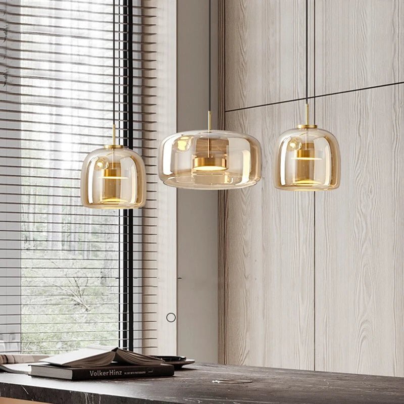 Modern Smoky Grey Glass Chandelier Pendant Light - Hans Lumiere