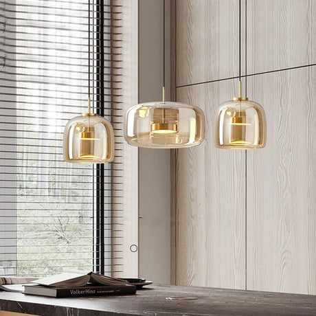 Modern Smoky Grey Glass Chandelier Pendant Light - Hans Lumiere