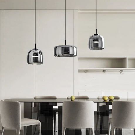 Modern Smoky Grey Glass Chandelier Pendant Light - Hans Lumiere