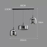Modern Smoky Grey Glass Chandelier Pendant Light - Hans Lumiere