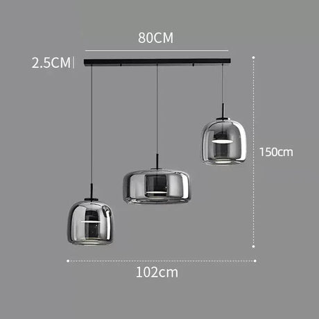 Modern Smoky Grey Glass Chandelier Pendant Light - Hans Lumiere