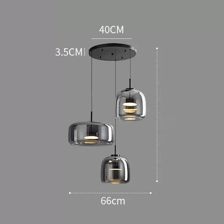 Modern Smoky Grey Glass Chandelier Pendant Light - Hans Lumiere