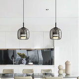 Modern Smoky Grey Glass Chandelier Pendant Light - Hans Lumiere
