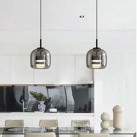 Modern Smoky Grey Glass Chandelier Pendant Light - Hans Lumiere