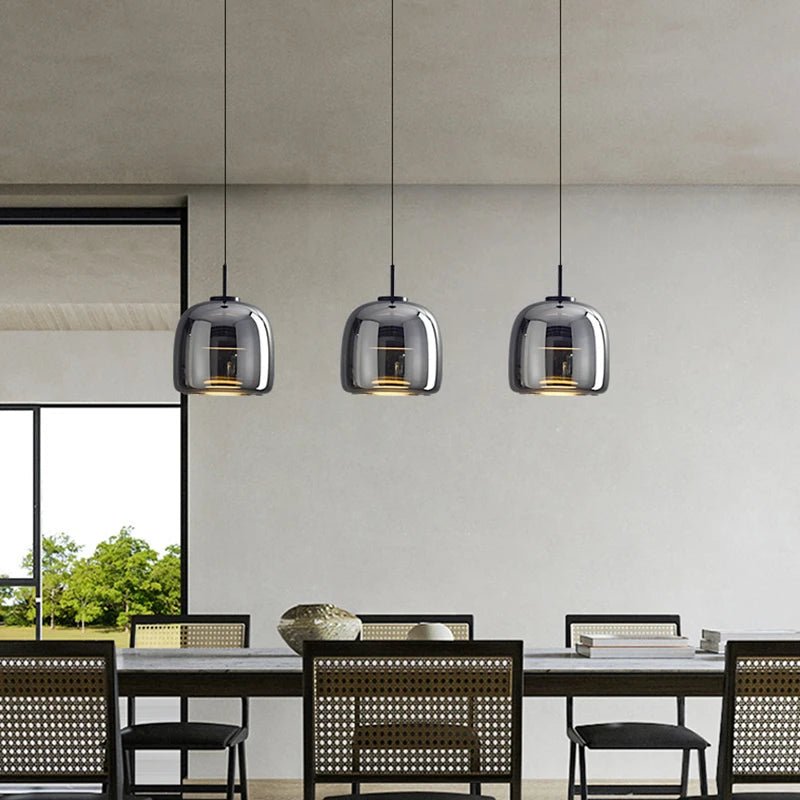 Modern Smoky Grey Glass Chandelier Pendant Light - Hans Lumiere