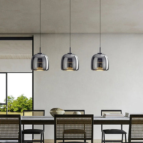 Modern Smoky Grey Glass Chandelier Pendant Light - Hans Lumiere