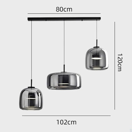Modern Smoky Grey Glass Chandelier Pendant Light - Hans Lumiere