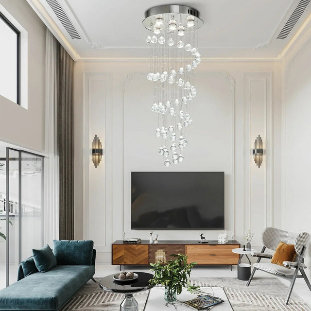 Modern Spiral Lighting Drop Chandelier Crystal Pendant Lamp - Hans Lumiere