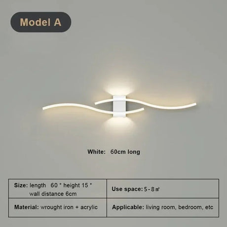 Modern Strip Black White Gold Decorative LED Wall Lamp - Hans Lumiere