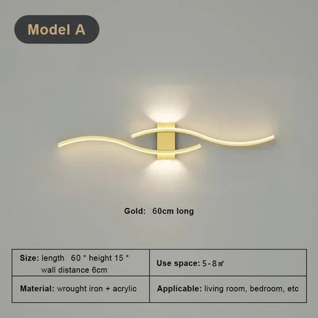 Modern Strip Black White Gold Decorative LED Wall Lamp - Hans Lumiere