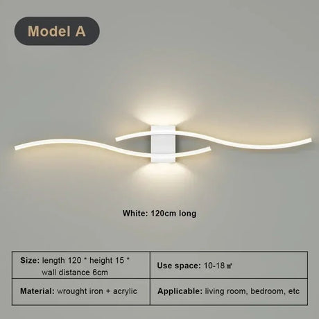 Modern Strip Black White Gold Decorative LED Wall Lamp - Hans Lumiere