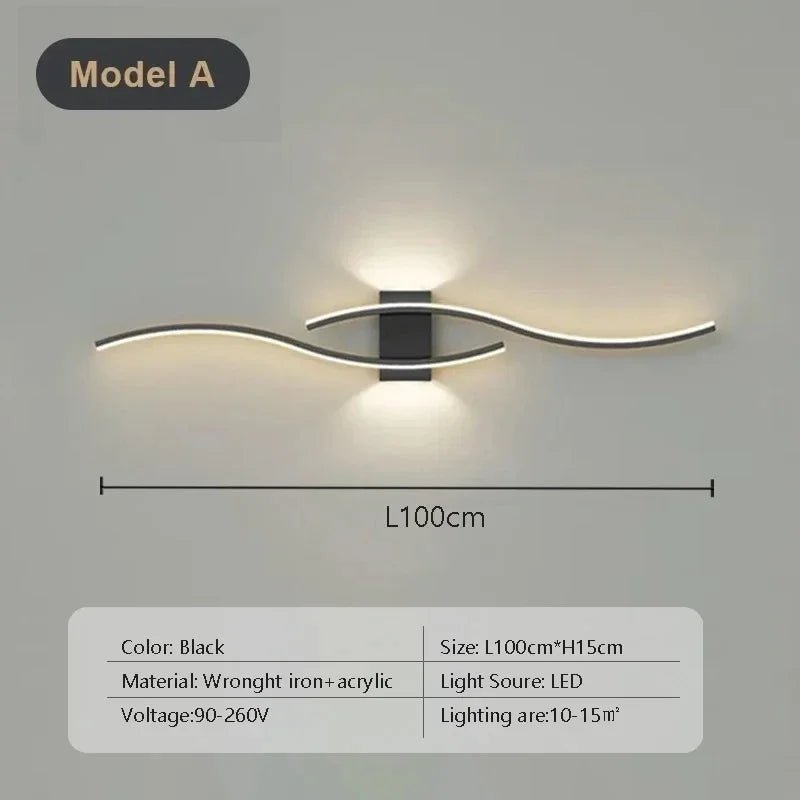 Modern Strip Black White Gold Decorative LED Wall Lamp - Hans Lumiere