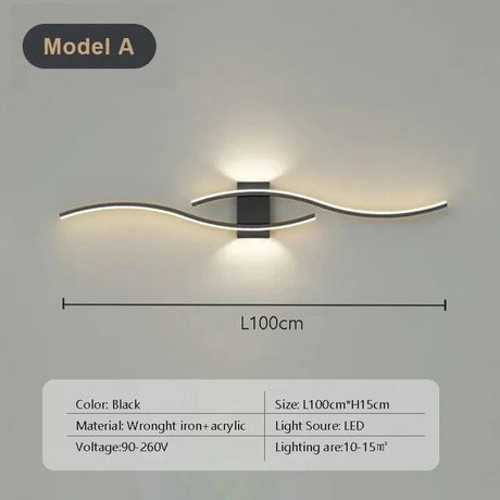 Modern Strip Black White Gold Decorative LED Wall Lamp - Hans Lumiere