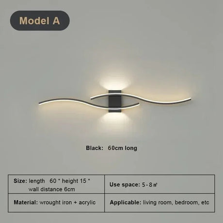 Modern Strip Black White Gold Decorative LED Wall Lamp - Hans Lumiere