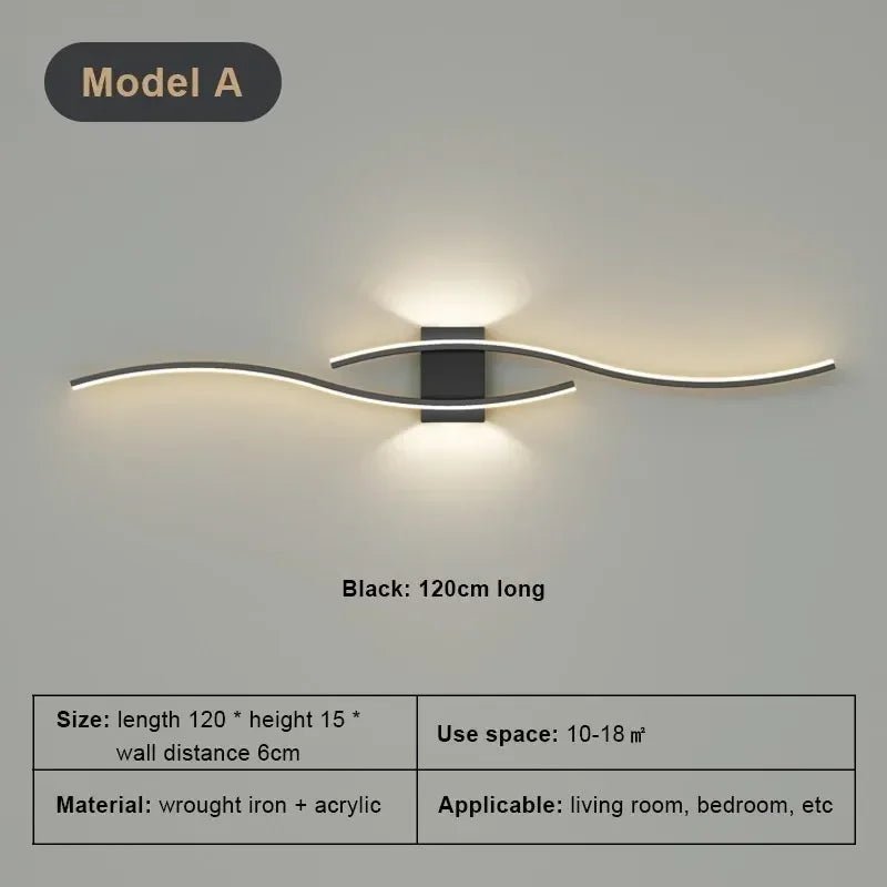 Modern Strip Black White Gold Decorative LED Wall Lamp - Hans Lumiere