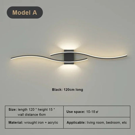 Modern Strip Black White Gold Decorative LED Wall Lamp - Hans Lumiere