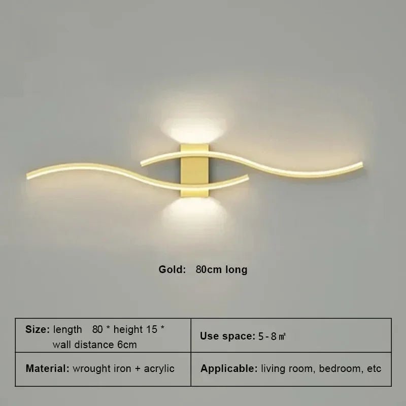 Modern Strip Black White Gold Decorative LED Wall Lamp - Hans Lumiere