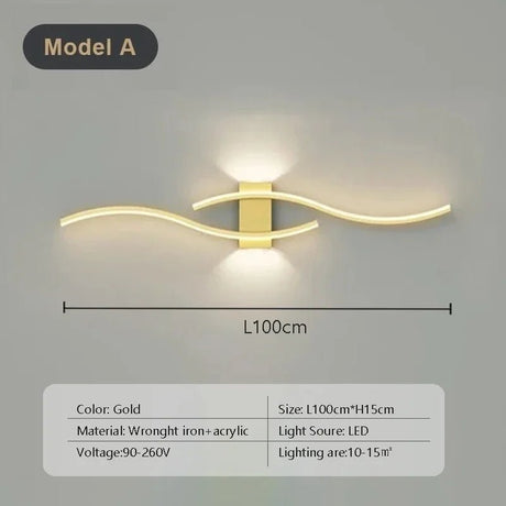 Modern Strip Black White Gold Decorative LED Wall Lamp - Hans Lumiere