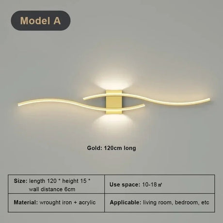 Modern Strip Black White Gold Decorative LED Wall Lamp - Hans Lumiere
